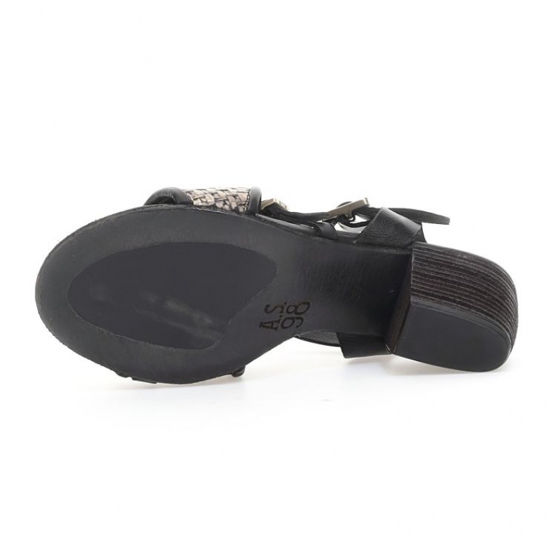 Sandalias A.S.98 Ayden Mujer Negras | ES-USE128653