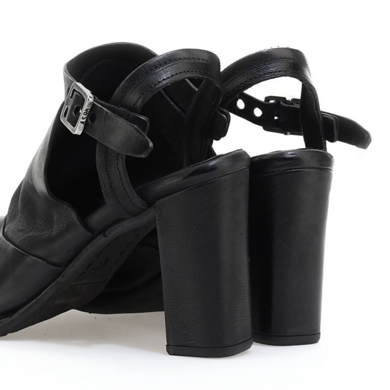 Sandalias A.S.98 Blanca Mujer Negras | ES-FSE820763