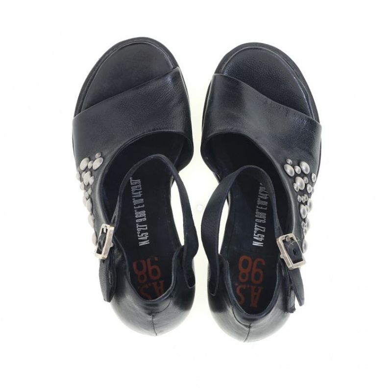 Sandalias A.S.98 Brooke Mujer Negras | ES-KRZ726819