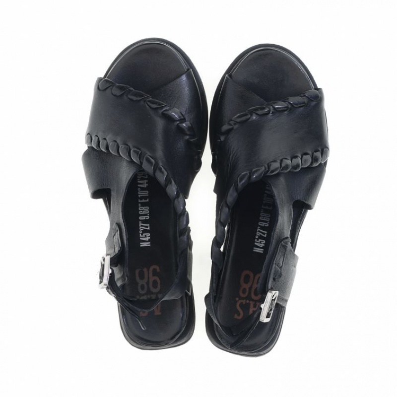 Sandalias A.S.98 Laz Mujer Negras | ES-PIZ689721