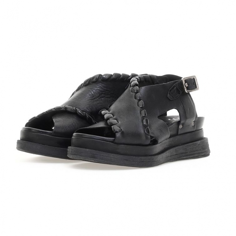 Sandalias A.S.98 Laz Mujer Negras | ES-PIZ689721