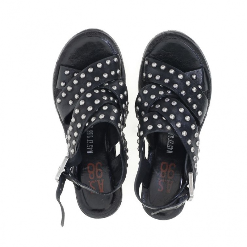 Sandalias A.S.98 Normand Mujer Negras | ES-PGX418526