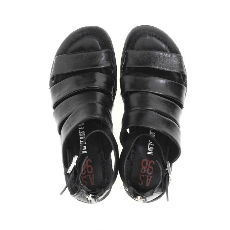 Sandalias A.S.98 Ros Mujer Negras | ES-DWA536420