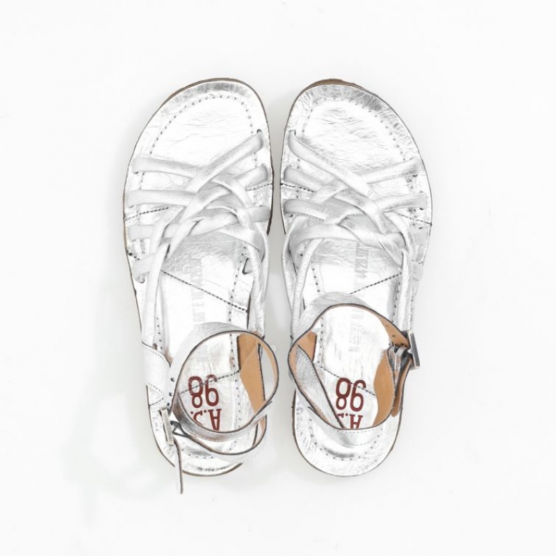 Sandalias A.S.98 Rylee Mujer Plateadas | ES-ZWE842159