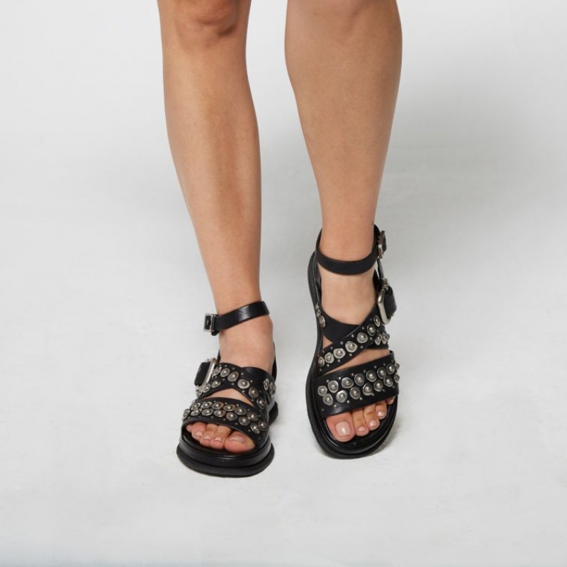 Sandalias A.S.98 Savanna Mujer Negras | ES-AXK960285