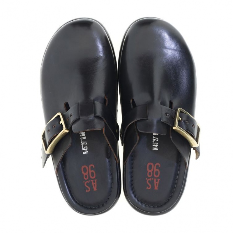 flat shoes A.S.98 Mules Mike Hombre Negras | ES-ANW230685