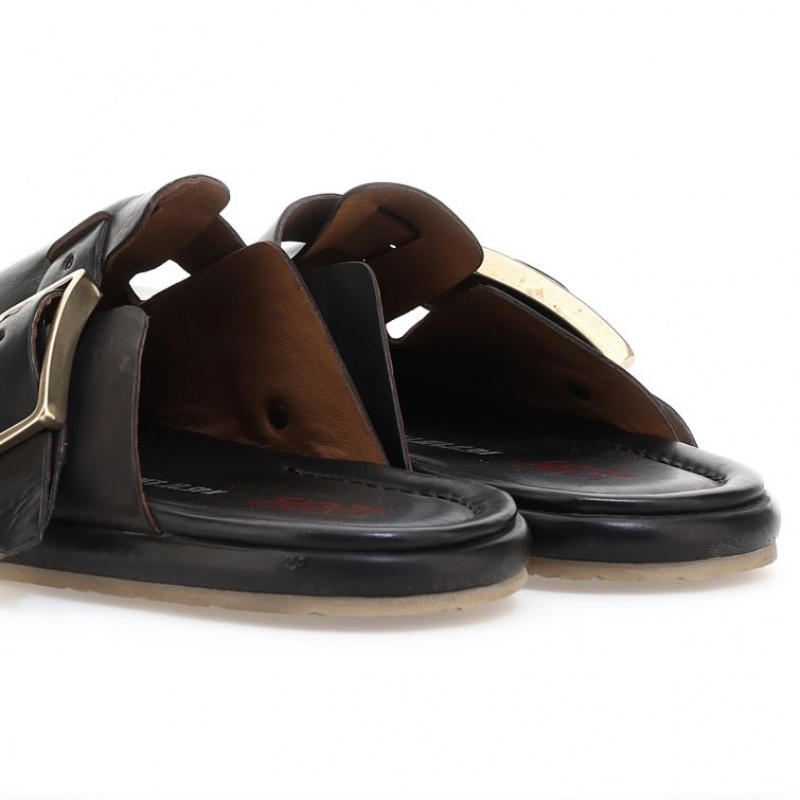 flat shoes A.S.98 Mules Mike Hombre Negras | ES-ANW230685