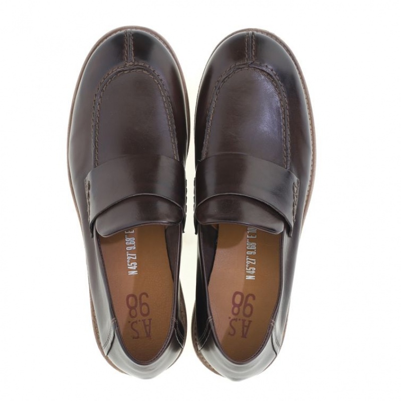 flat shoes A.S.98 Ogden Hombre Chocolate | ES-FPL273049